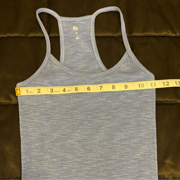 SO Juniors Blue Ribbed Fitted Racerback Tank Top Size Small - Picture 5 of 5